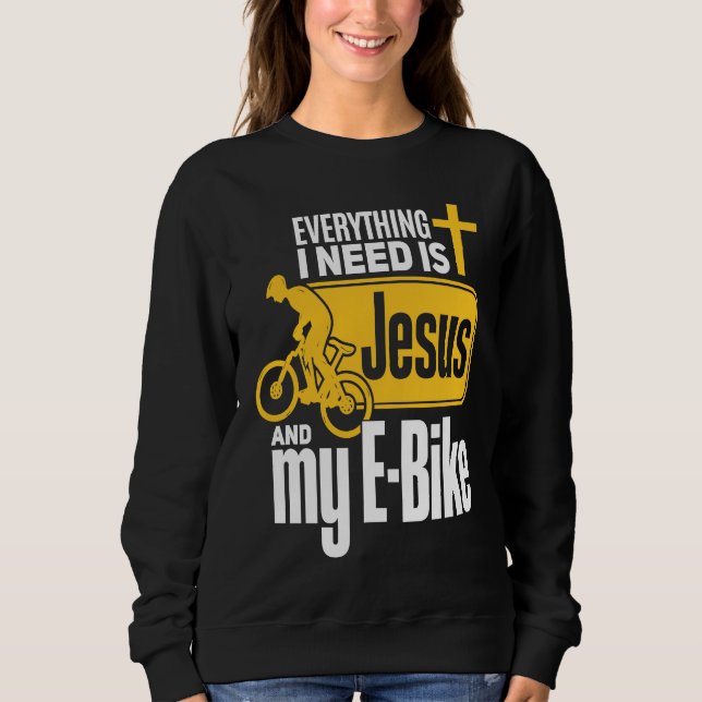 E Biker Jesus  Jesus and E Biking Religious EBiker T Shirt (Framsida)