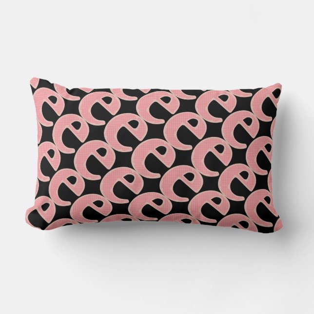 E Bokstavsmonogram rosa anpassa flickaktig Lumbarkudde (Framsida)