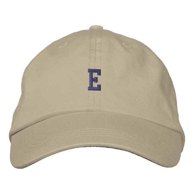 E Bokstavssymbol Monogram Khaki Färg Stilren Passf Broderad Keps (Framsida)