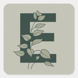 E Botaniskt monogram Fyrkantigt Klistermärke