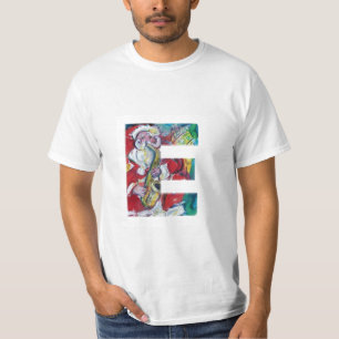 E BREV/SANTA OCH SAX, CHRISTMAS PARTY MONOGRAM T SHIRT