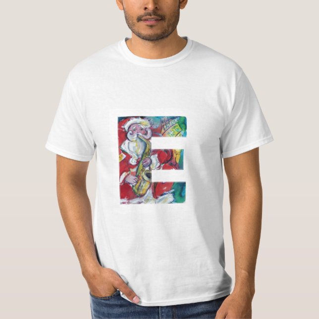 E BREV/SANTA OCH SAX, CHRISTMAS PARTY MONOGRAM T SHIRT (Framsida)