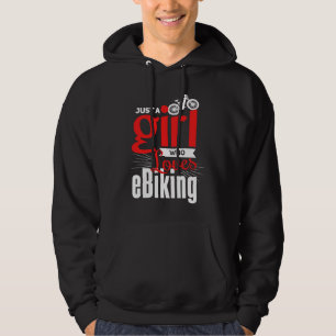 E Cykel Tjejer älskar E Cykling El Cykel E Cykli Hoodie
