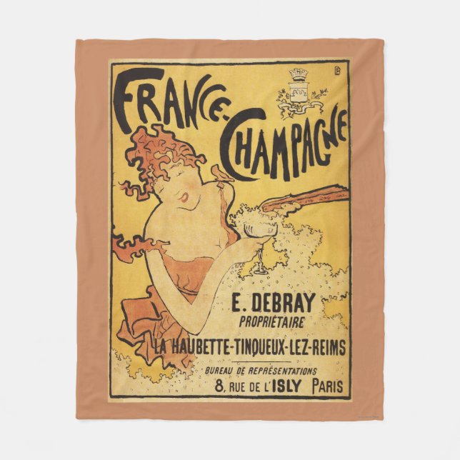 E. Deb Ray Champagne annonseringaffisch Fleecefilt (Framsidan)