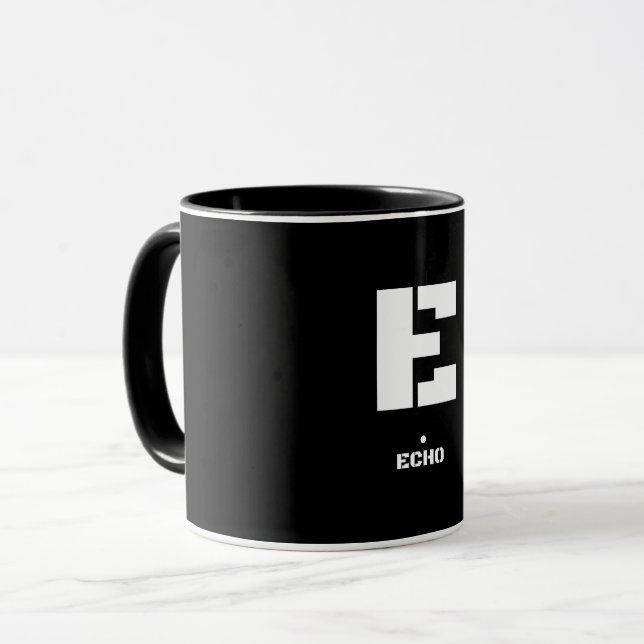 E (ECHO) Natos fonetiska alfabet & Morse Code Mugg (Framsida vänster)