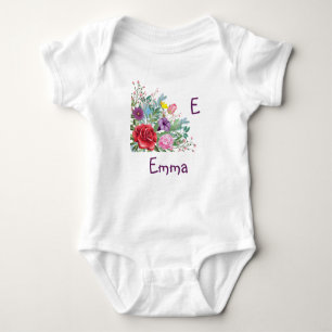 E Emma Personalize Brev Namn, Ro Flowers T Shirt
