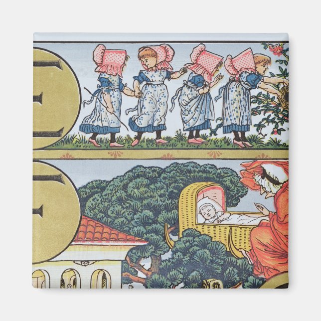 E-F, från ett alfabet baserat på Nursery Rhymes Magnet (Framsidan)