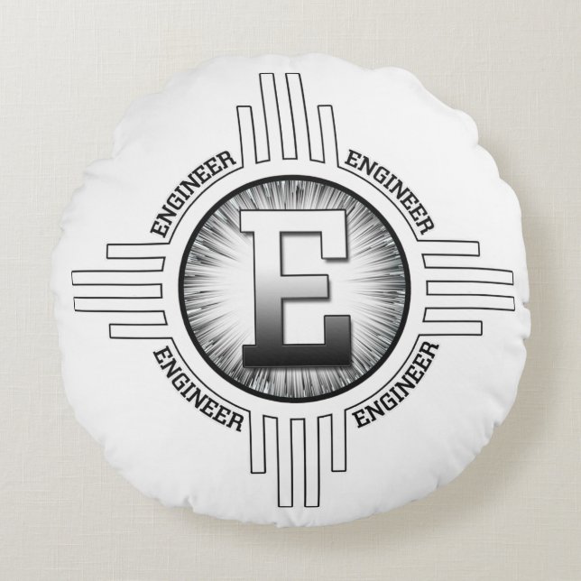 E för INGENJÖR Rund Kudde (Framsidan)