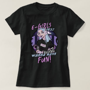 E-Girls Coola Puple Tecknad Gamer Girl T Shirt