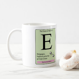E initial kemisk alfabet mugg