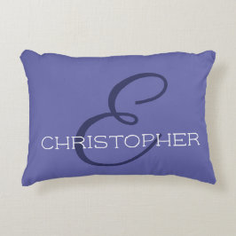 E Inledande Personlig Namn Blue-Trendig Prydnadskudde