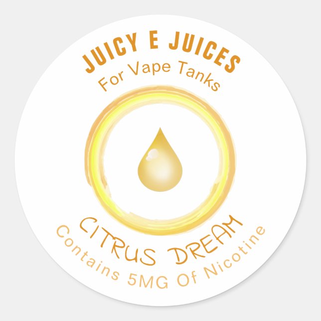 E Juice Labels Runt Klistermärke (Framsida)