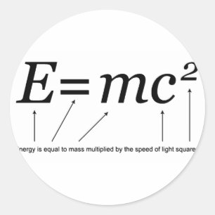 E=MC2 Einsteins teori om relativitet Runt Klistermärke