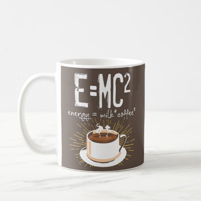 E=MC2 Energy Milk Coffee Funny Chemistry Science Kaffemugg (Vänster)