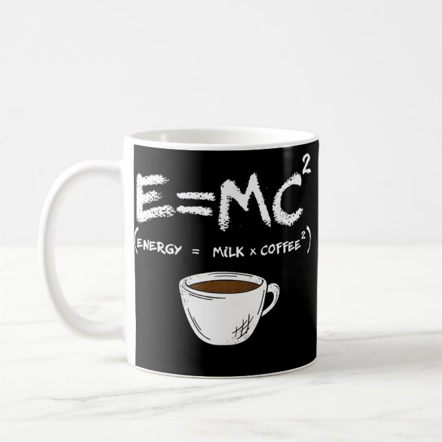 E = MC2 Energy Mjölk Coffee Funny Science Coffee  Kaffemugg (Vänster)