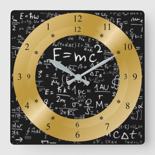 E= mc2 Maskin-klocka~Utrymme/tid, kontinuerlig ~ Fyrkantig Klocka (Framsida)
