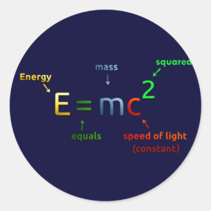 E = MC^2. E är lika med MC-kvadrat Runt Klistermärke