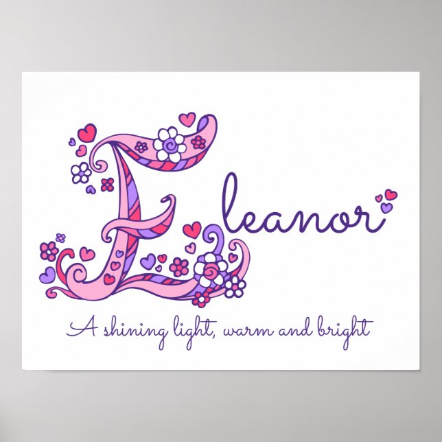 E monogram art Eleanor Girl namn poster (Framsidan)