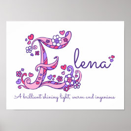 E monogram art Elena Flickor namn poster