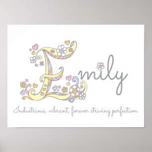 E monogram art Emily Girl namn poster