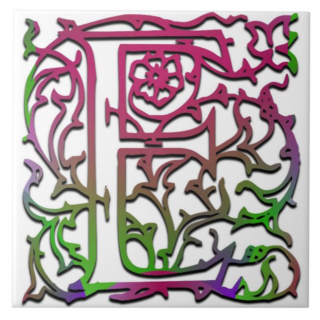 E Monogram "Besque Garden" keramiskt plattor Kakelplatta (Framsidan)
