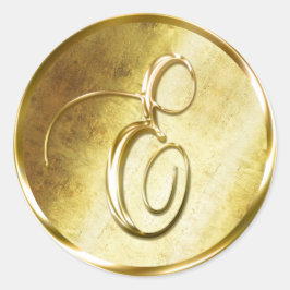 E Monogram Faux Guld-kuvertförslutningsfästen Runt Klistermärke