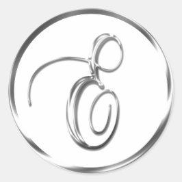 E Monogram faux Silver kuvert eller försegling Runt Klistermärke