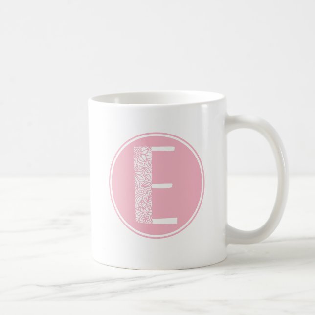 E Monogram för initial Blommigt Kaffemugg (Höger)