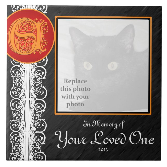 E Monogram "In Memory of Your Loved One"-panel Kakelplatta (Framsidan)