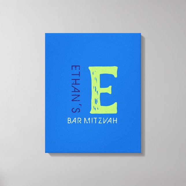 E Monogram Inloggningsnämnd för Bat mitzvah inlogg Canvastryck (Framsida)