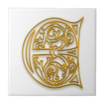 E Monogram "Irish Guld" Ceramic Tile