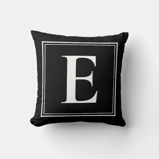 E Monogram-mallens Elegant Modern svart vit Kudde (Framsida)