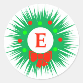 E Monogram (Modern julkrans) Runt Klistermärke