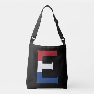 E Monogram överbelagd på NLD-Flagga på bk-behållar Axelväska