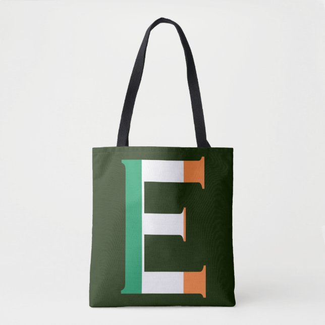 E Monogram överlagt på den irländska Flagga Tygkasse (Framsida)