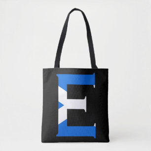 E Monogram överlagt på den skotska Flagga Tygkasse