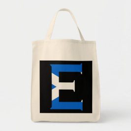 E Monogram överlagt på skotsk Flagga gtt Tygkasse