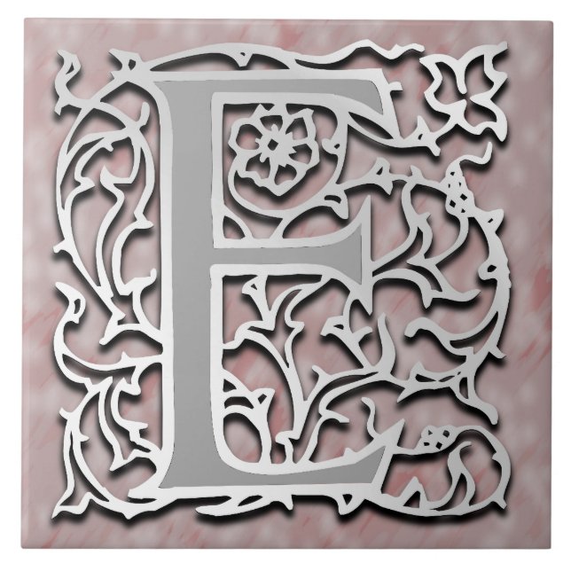 E Monogram "Silver Stone" keramiskt plattor Kakelplatta (Framsidan)