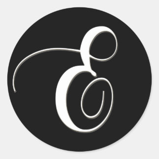 E monogram - svart och vit elegant runt klistermärke