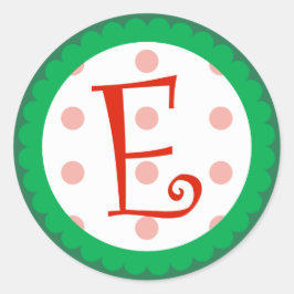 E Monogram (vit jul) Runt Klistermärke