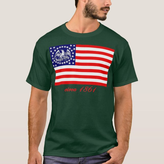 E PLURIBUS UNUM CIVIL KRIG REGIMENTAL FLAGGA T SHIRT (Framsida)