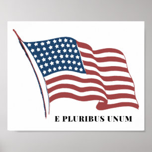 E Pluribus Unum Patriotic U.S. Flagga Poster