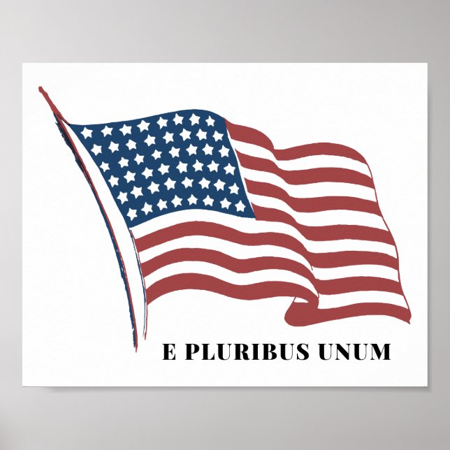 E Pluribus Unum Patriotic U.S. Flagga Poster (Framsidan)