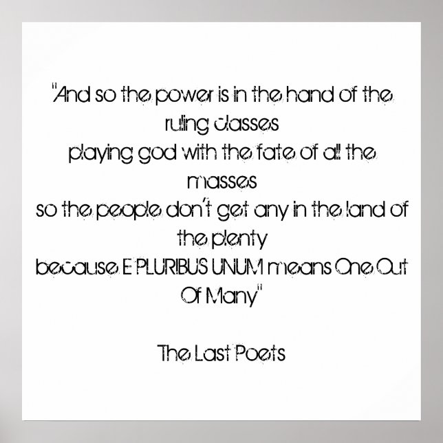 E Pluribus Unum Poster (Framsidan)