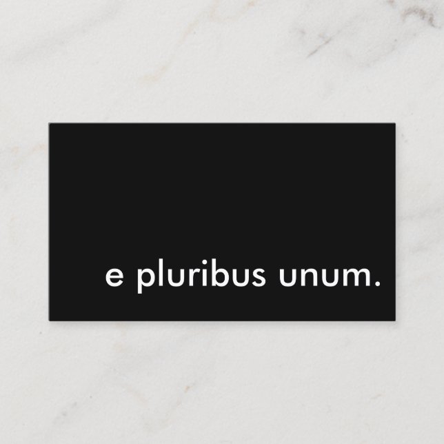 e pluribus unum. visitkort (Framsida)