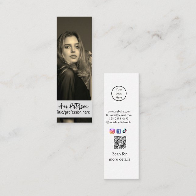 E-post för professionell-fotot QR-webbplats social Mini Visitkort (Fram/baksida)