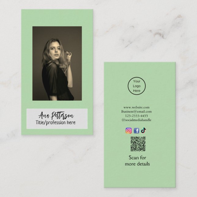 E-post för professionell-fotot QR-webbplats social Visitkort (Fram/baksida)