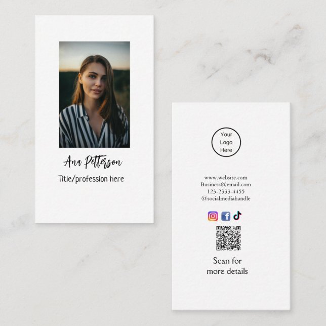 E-post för professionell-fotot QR-webbplats social Visitkort (Fram/baksida)