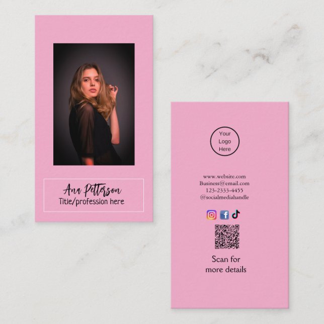 E-post för professionell-fotot QR-webbplats social Visitkort (Fram/baksida)