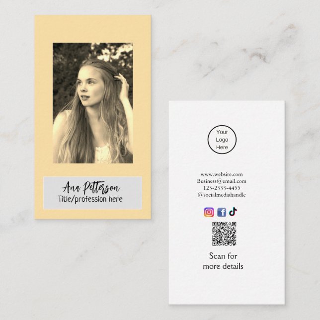 E-post för professionell-fotot QR-webbplats social Visitkort (Fram/baksida)
